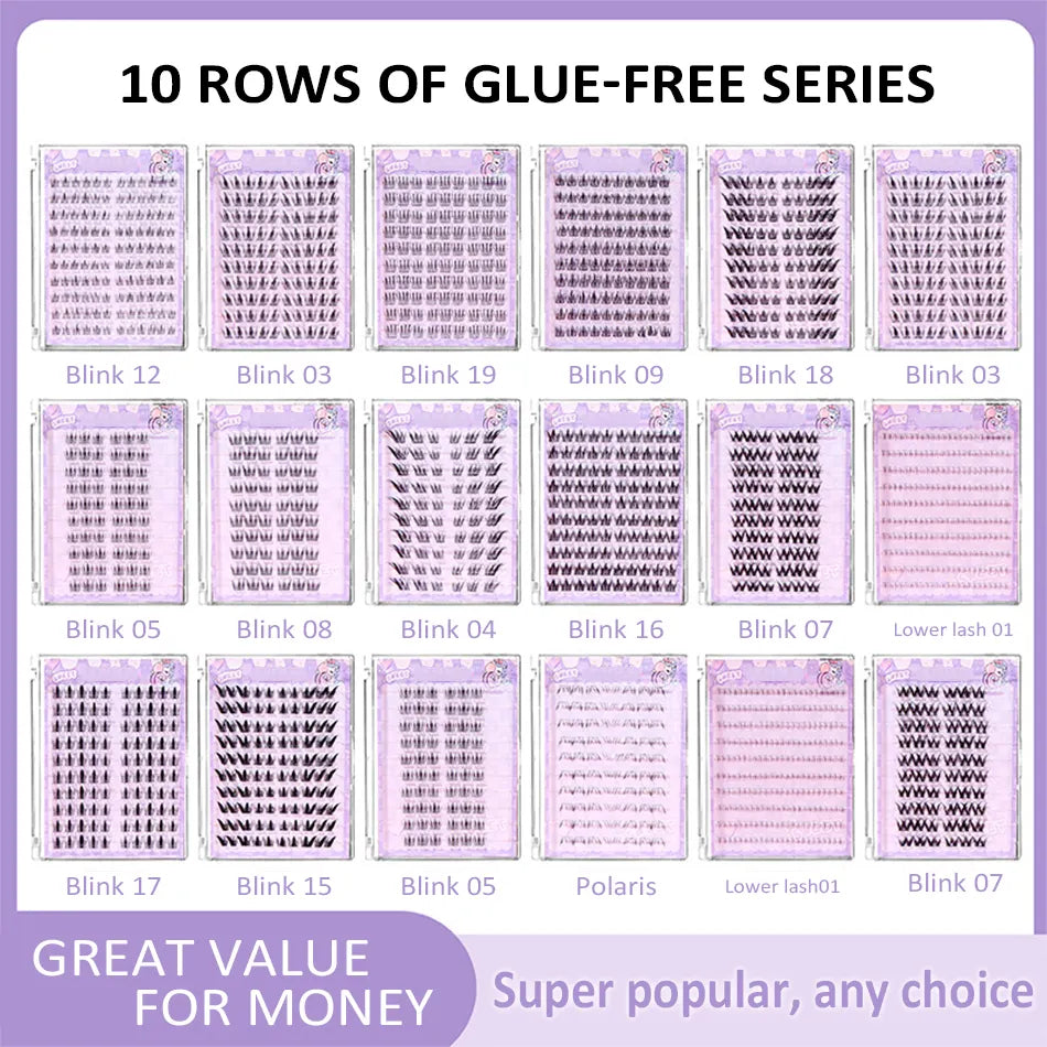 Lash Cluster with Bottom Kit Custom logo Pre Glue for Lash Clusters Pre Sticky Lash Clusters