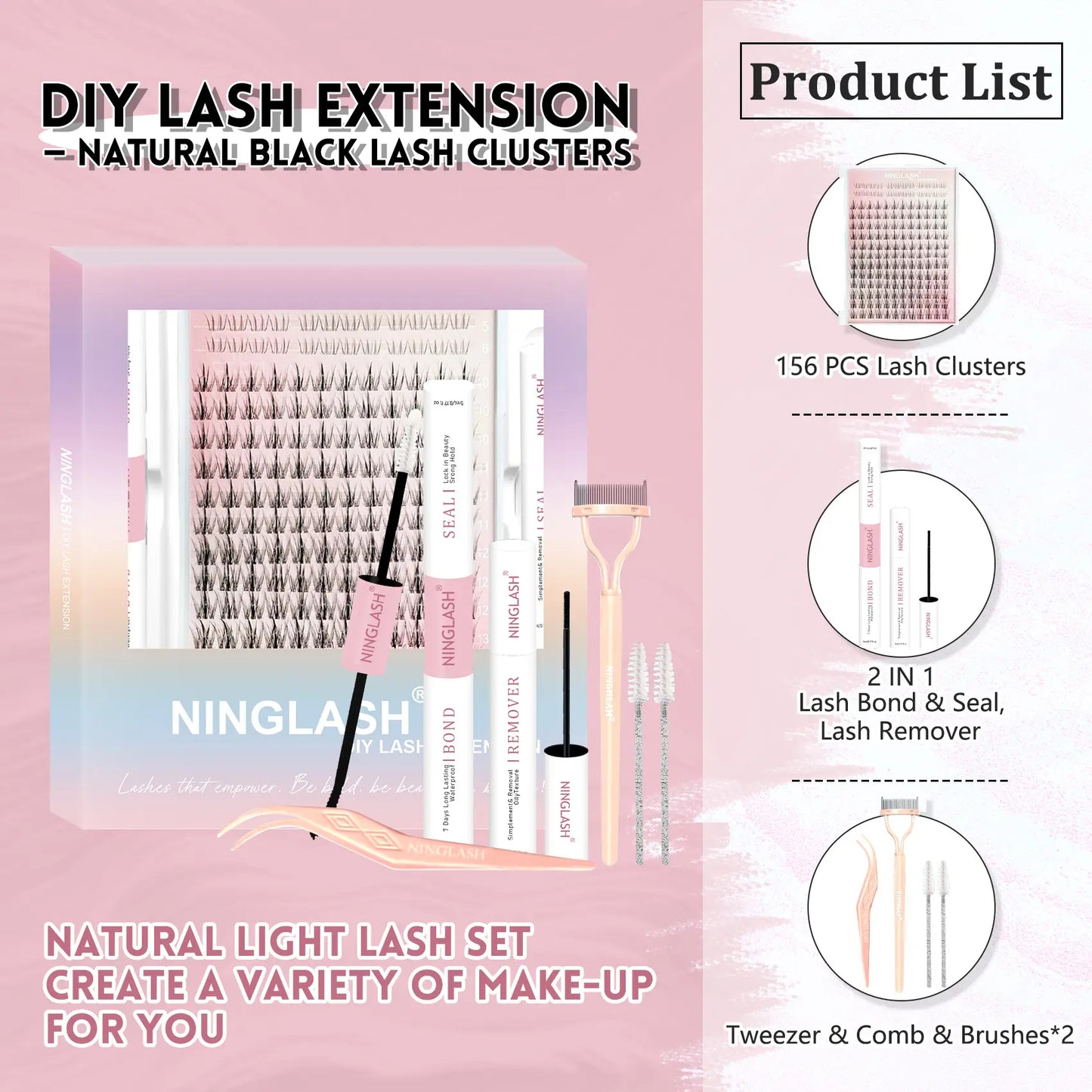 2025 Luxury Lash Clusters Kit Wholesale Silk Wispy Lash Clusters With Lower Lash Bond Seal Remover Kit