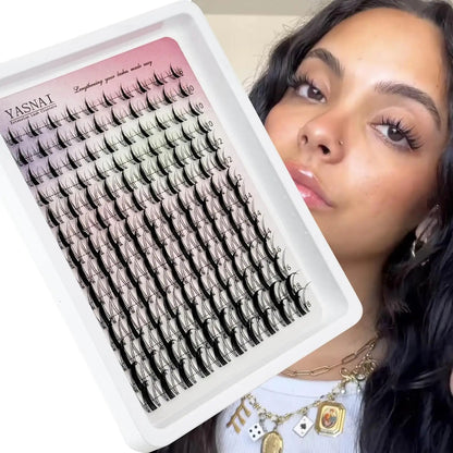 YASNAI Ultra-Thin Invisible Lash Band Cluster Wet-Look Spiky Anime Lashes Extensions Fairy Lash Clusters Manga Eyelash