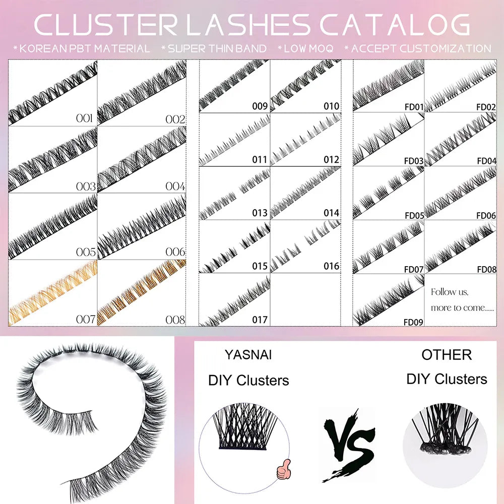 Private Label Vegan Luxury Waterproof DIY Lash Extension Kit Natural Volume Lash Clusters Kit