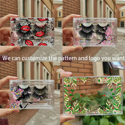 Eyelash Acrylic Butterfly Boxes Wholesale Private Label Acrylic Lash Box Clear Case Empty Customize Square Acrylic Lash Boxes
