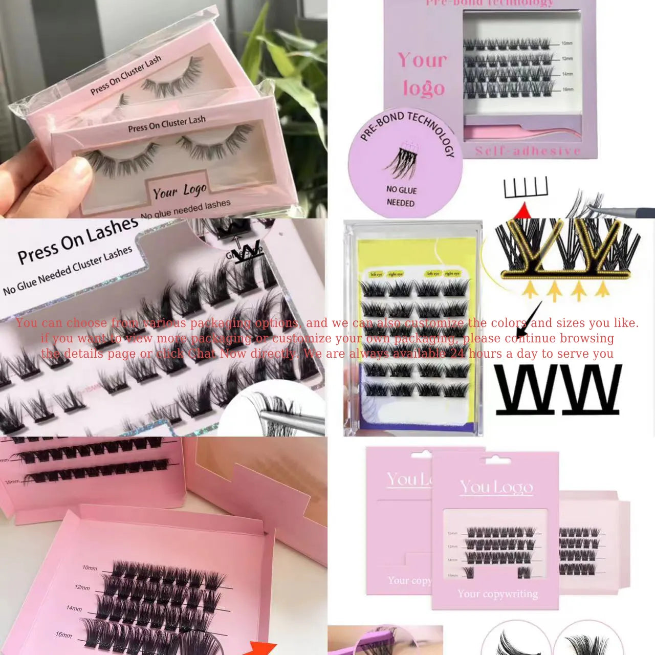 Custom Logo DIY Cluster Lash Extension Self Adhesive Segmented Eyelashes Pre Glue Lash Cluster Kit Vendors