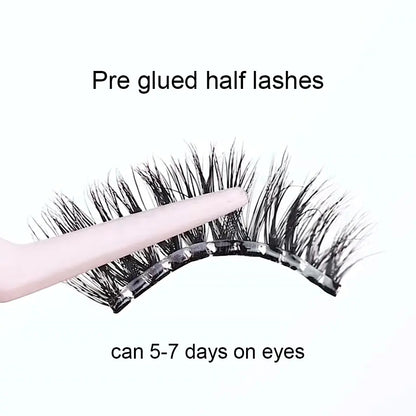 Easy to Apply Wispy Preglued Half Lashes ClassicSelf Adhesive Strips No Glue Needed Half Strip Eyelashes