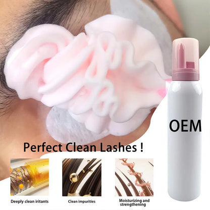 Private Label 100ml Vegan Foam Mousse Eyelash Cleaner Cream Whipped Lash Shampoo Wholesale