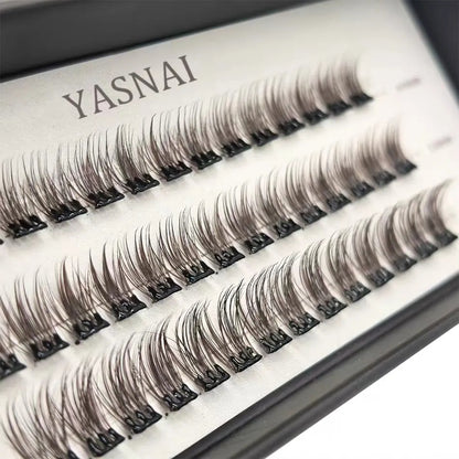 Chocolate Natural Brown Lash Clusters Trays Brown Lash Supplies Silk Dark Brown Glue-free False Eyelashes Clusters
