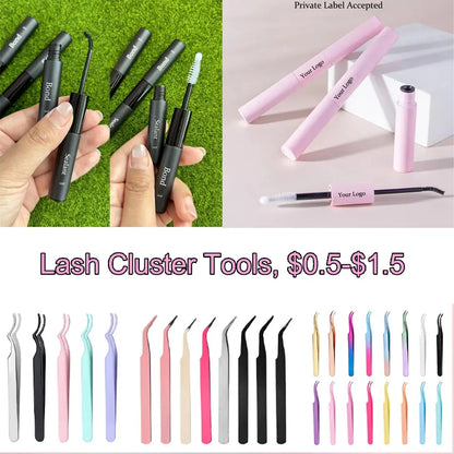 DIY Lash Extension for Beginners 100D 200D Lash Clusters Private Label Fluffy Thick Volume Eyelash Faux Mink Clusters Lash Book