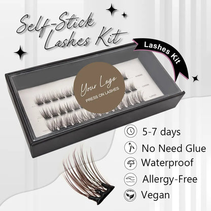Brown Lash Packaging with Brown Color Lashes Cluster Kits Vendors Dark Brown Lash Clusters Wholesale Glue Free