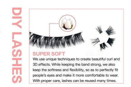 Wholesale New Private Label Eyelash Cluster Diy Lash Extension Kit Sealant and Bond Matte Lash Tray Segment Cluster Lashes Kit