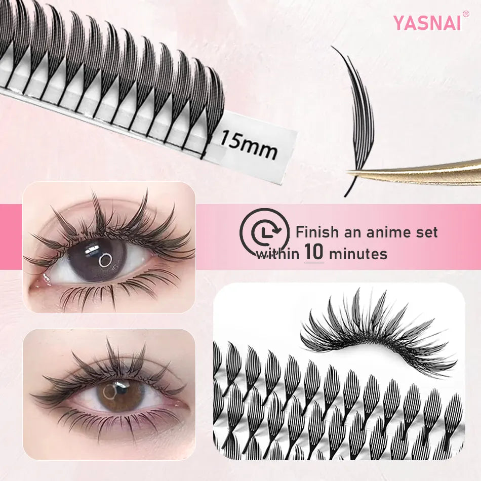 2025 New Fashion Feathered Lash Extension Fan Soft Light Comic Lashes Spire CC 3D Printed Anime Lashes Trays