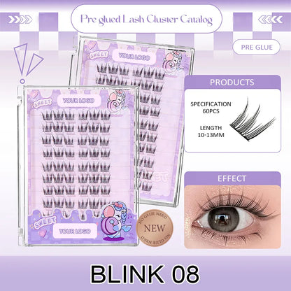 Lash Clusters Kit with Spikes and Bottom Invisible Band Cluster Lashes Custom logo Eye Lashes Cluster No Glue Needed