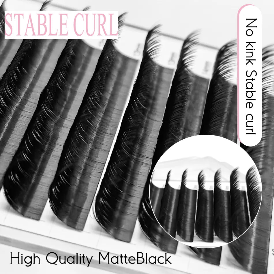 Salon Use Ellipse Eyelash Extensions 0.15mm D Curl 8-15mm Mixed Flat Eyelash Extension Supplies