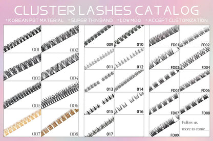 Bulk Custom 3 Lines Superfine Band Ribbon Cluster Lashes DIY Segmented Ribbons Lash Clusters Private Label