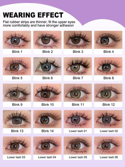 10-12mm Bulu Mata Palsu Self Adhesive Eyelashes Natural Self Adhesive Lash Clusters Wispy Press on Lashes