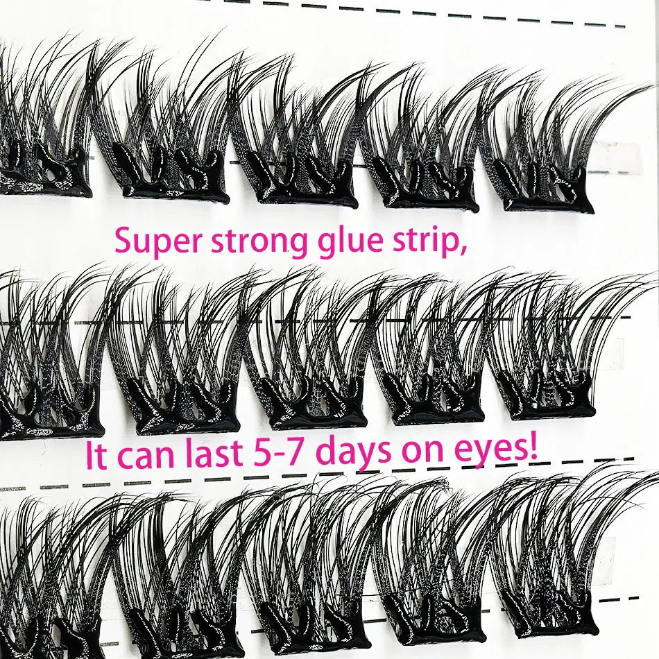 C Curl Lash Clusters Self Adhesive Kit No Glue Needed Waterproof Strong Hold Manga Lash Cluster Kit Custom logo