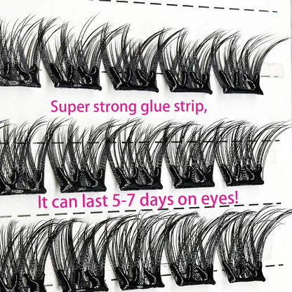 C Curl Lash Clusters Self Adhesive Kit No Glue Needed Waterproof Strong Hold Manga Lash Cluster Kit Custom logo