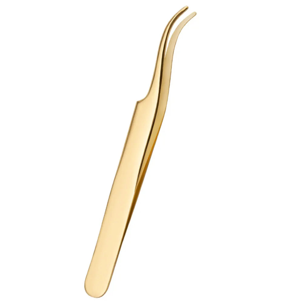 New DIY Eyelash Applicator Tool Curved Stainless Steel Lash Tweezers for Easy Lashes Application and Removal