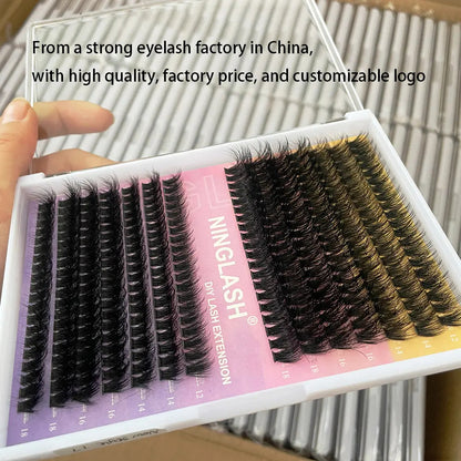 2024 200D Fluffy Lash Cluster Kit Thick Eyelash Individual Lash Extension Kit Volume 80D Fluffy Clusters Eyelashes Kit