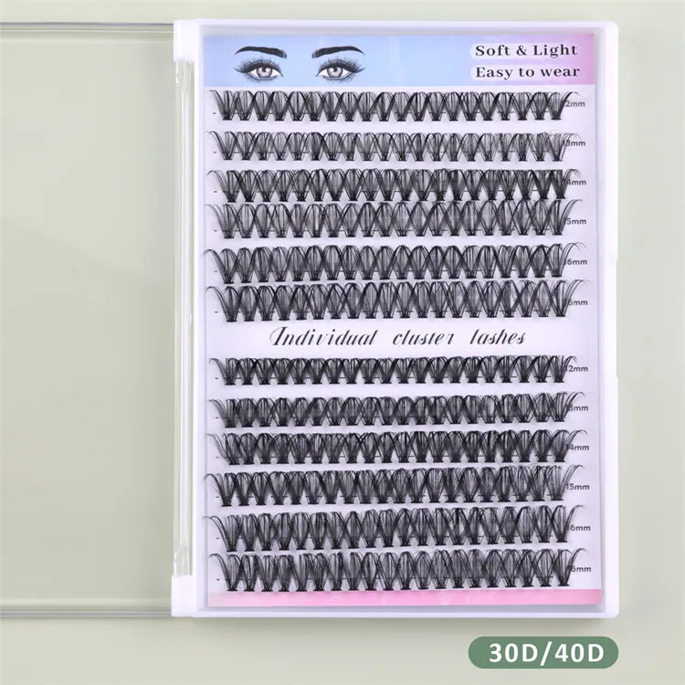 Hot Selling Handmade 30D 40D 50D CC for Cluster Lashes Natural Wispy Eyelashes Cluster Kit Bond Seal Wholesale DIY Lashes Kit
