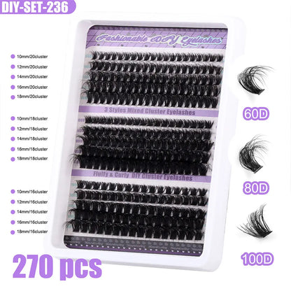 100D Super Thick and Soft Fluffy Lash Clusters Tray 12-20mm Cluster Lashes Kit Bulk Fluffy