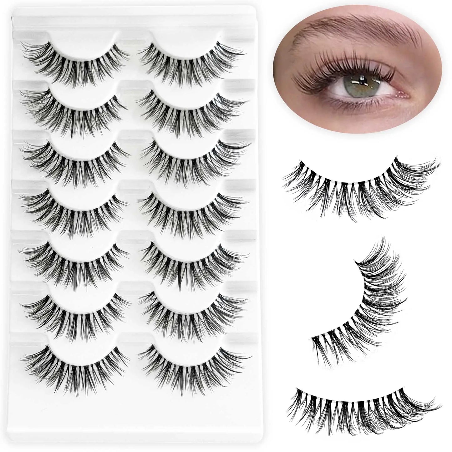 Wholesale Best Wispy False Lash Strips 7 Pairs Lash Strips That Look Like Extensions Clear Band Wispy Lash Strips