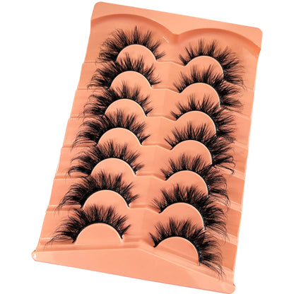 Hot Selling 7 Pairs Manga Lash Natural Fox Eyes Strip Lashes Handmade Volume Cat Eye Lashes Winged False Eyelashes Bulk