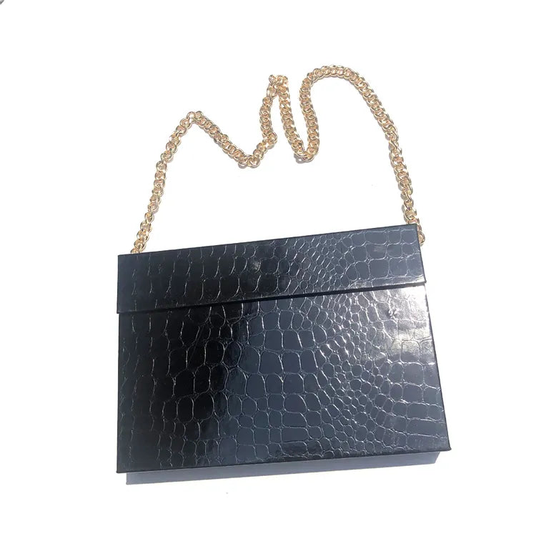 New Product Leopard Print Big Yellow False Lash Purse Bag With Chain Clamshellred Black Box Lash Paper Bags