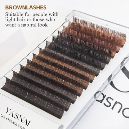 YASNAI Dark Brown Volume Lash Extensions Trays L M Curl Brown Easy Fan Lashes Extension Supplier