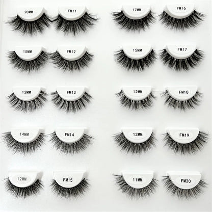 Free Samples 3D Natural False Eyelashes Most Popular Clear Band Strip Faux Mink Eyelashes Wholesale