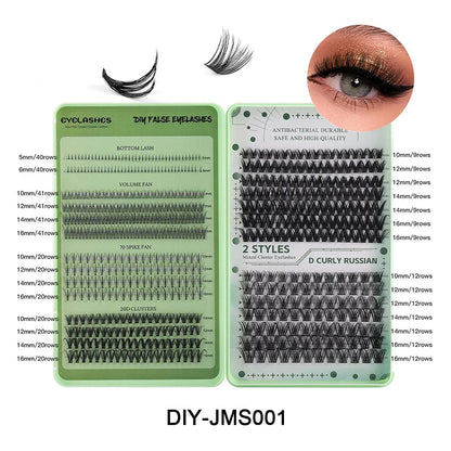 Mix Styles Lash Cluster Book Custom logo Waterproof Bond Seal Lash Clusters Kit Book Private Label