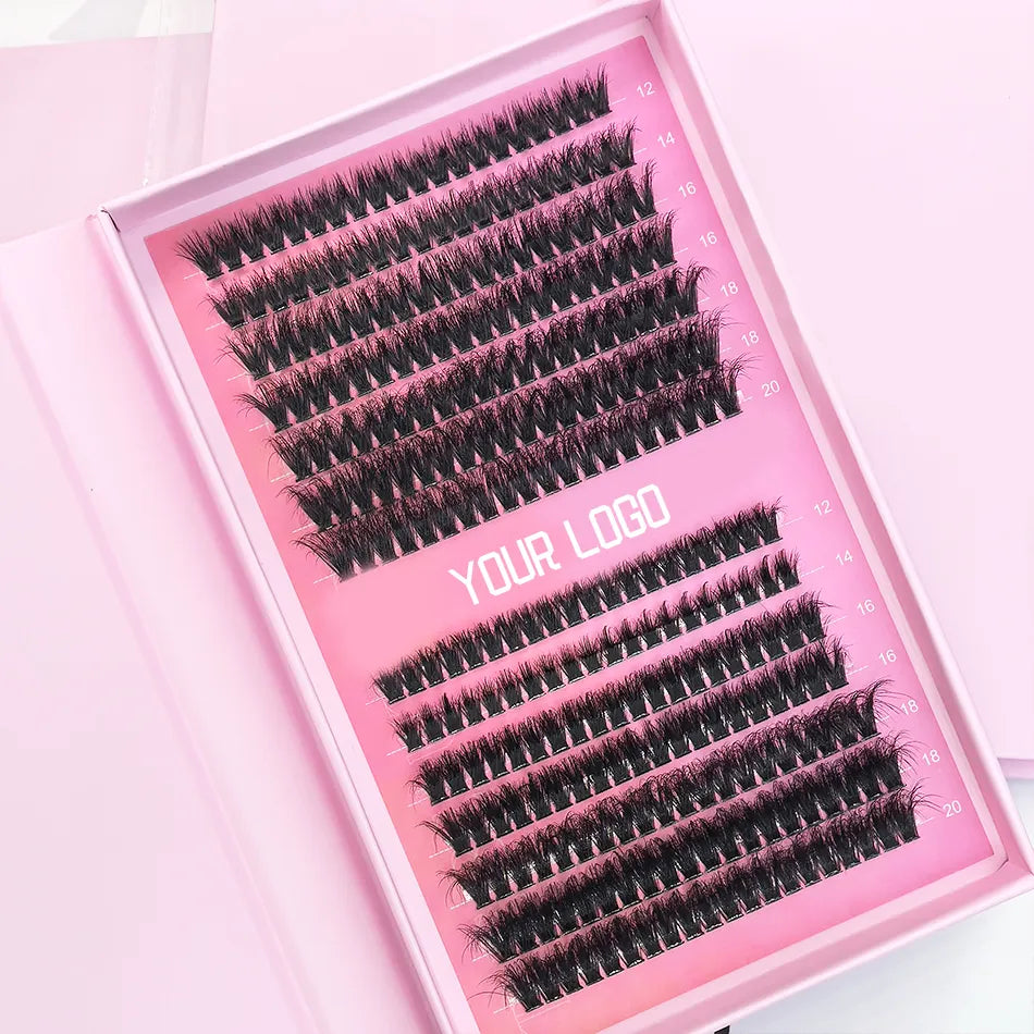 DIY Lash Extension for Beginners 100D 200D Lash Clusters Private Label Fluffy Thick Volume Eyelash Faux Mink Clusters Lash Book