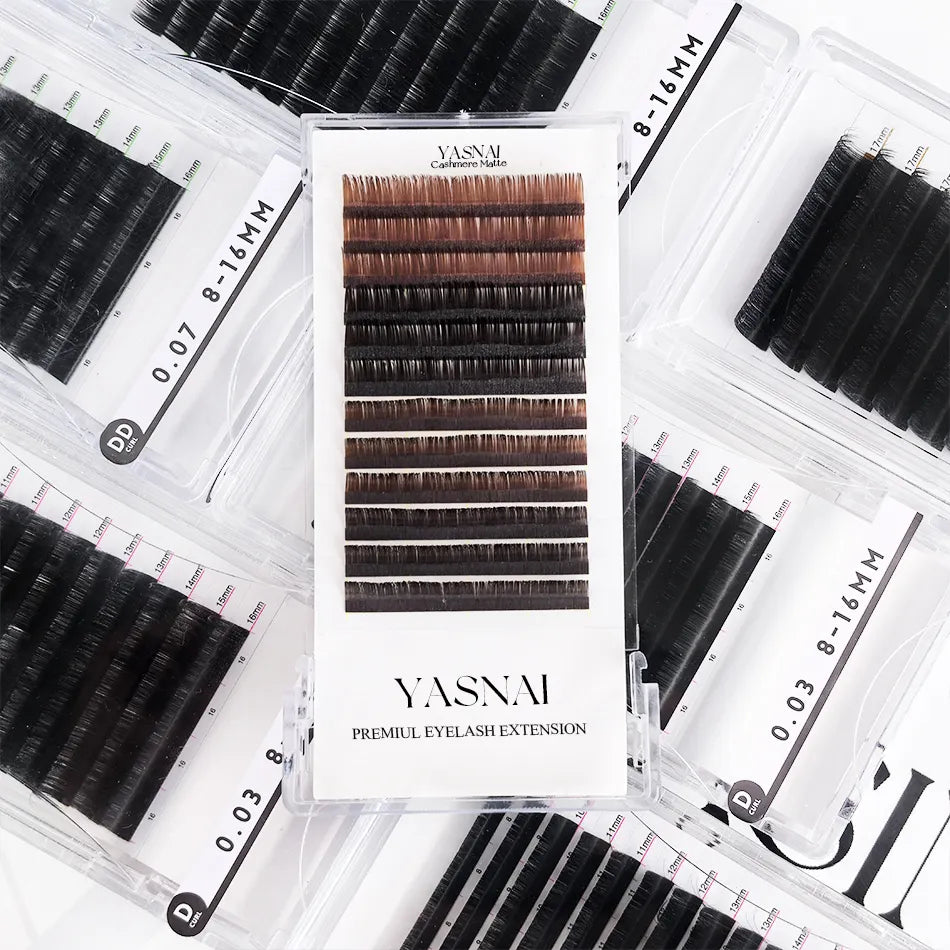 Colored Eyelash Extensions 0.07mm D Curl Rainbow Lash Trays for Professional Technicians