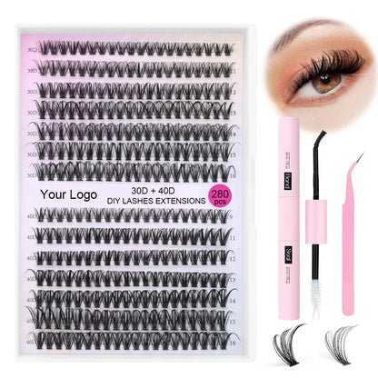 DIY Individual Lash Extension Kit 320PCS 30d 40d DIY Lash Extension Kit Bond Seal Remover Applicator Tools for Lash Extension