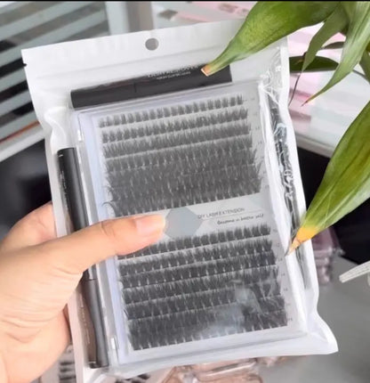 200D Volume 10-18mm Curly Fluffy Lashes Cluster Wholesale Fluffy Thick Eyelash Extension Kit