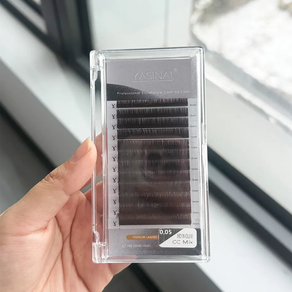 YASNAI Dark Black Synthetic Hair Full Volume High Quality Lash Extensions Trays L/M Curl Easy Fan Lashes for Salon Use