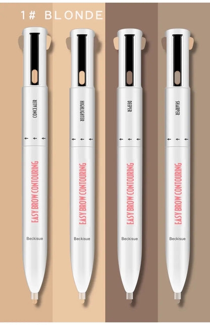 4 in 1 Thin Dark Brown Eyebrow Pencil Wholesale Creamy Vegan Eyebrow Highlighter Pencil Waterproof Eyebrow Chin