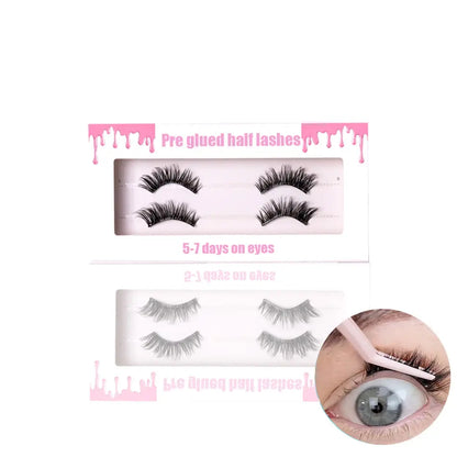 Brown Lashes Long Lasting Self Adhesive Pre Glued Half Vegan Lash Without Glue Pre Glued Half Lash