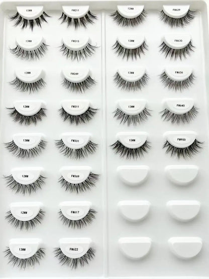 Best Price Popular Clear Band Faux Mink Eyelashes Wholesale Invisible Band 12-15mm Full Strip Lashes Vendor