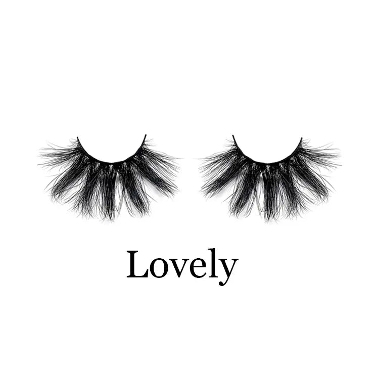 Free Shipping Beautiful False Mink Lashes Paper Box Black Cotton Band 3D Effect False Eyelashes NO Kink Natural Winged 25mm