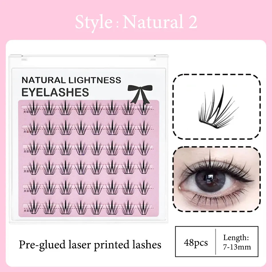 Super Natural Invisible Band Cluster Lashes Custom logo Cluster Lash Vendor Eye Lashes Cluster No Glue Needed
