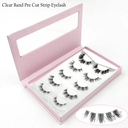 2022 New Fashion 5 Pairs Clear Band Segmented Eyelash Set Glue-based Lashes Extensions Kit