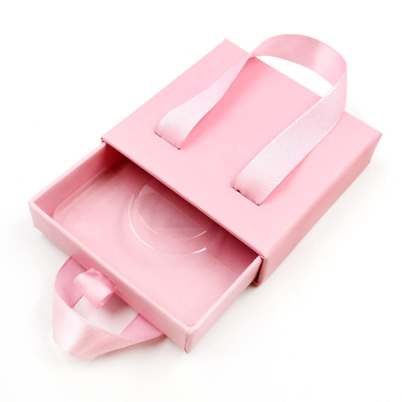 Black Pink Drawer Square Lash Boxes With Ribbon Custom Pink Luxury Lash Packaging With Ribbons