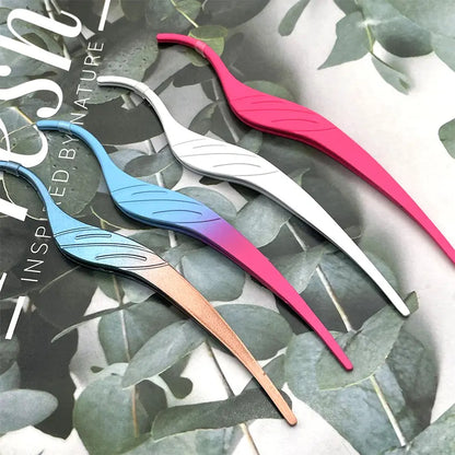 Fiber Tip Tweezers for Eyelash Extension Curved Isolation Lashes Tweezers Professional Eyelash Tweezers