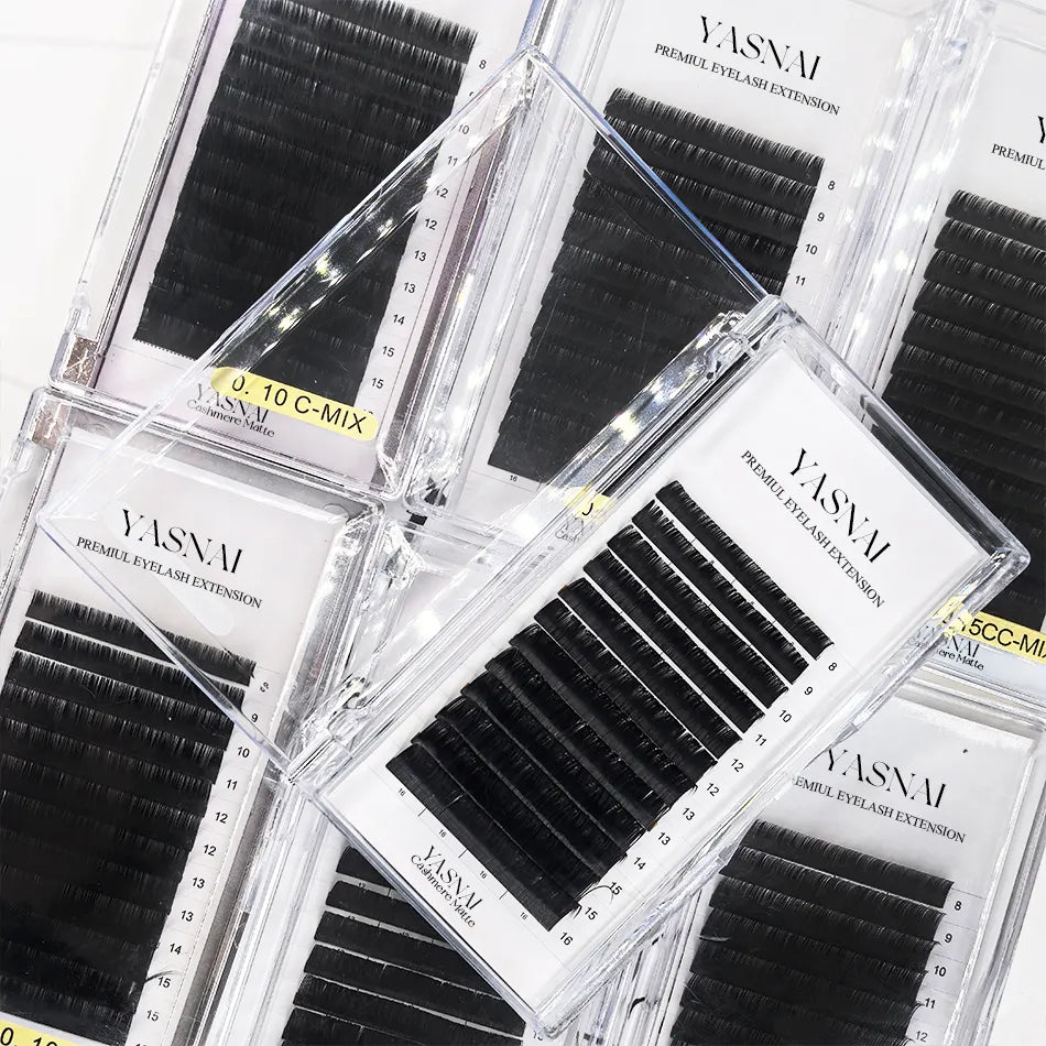 YASNAI Dark Brown Volume Lash Extensions Trays L M Curl Brown Easy Fan Lashes Extension Supplier