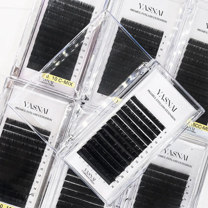 YASNAI Dark Brown Volume Lash Extensions Trays L M Curl Brown Easy Fan Lashes Extension Supplier