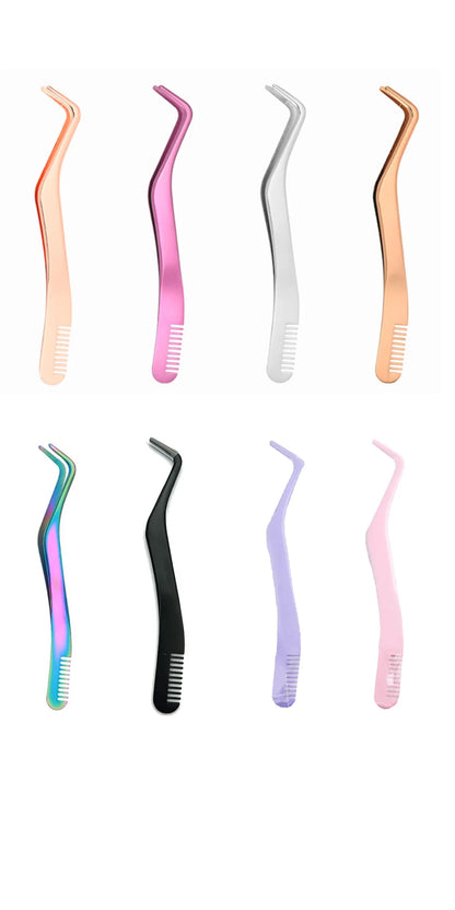 Fiber Lash Tweezers Stainless Steel Lash Tweezers Lash Extension Tweezers Diamond Grip