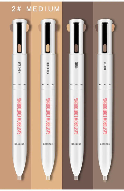 4 in 1 Thin Dark Brown Eyebrow Pencil Wholesale Creamy Vegan Eyebrow Highlighter Pencil Waterproof Eyebrow Chin