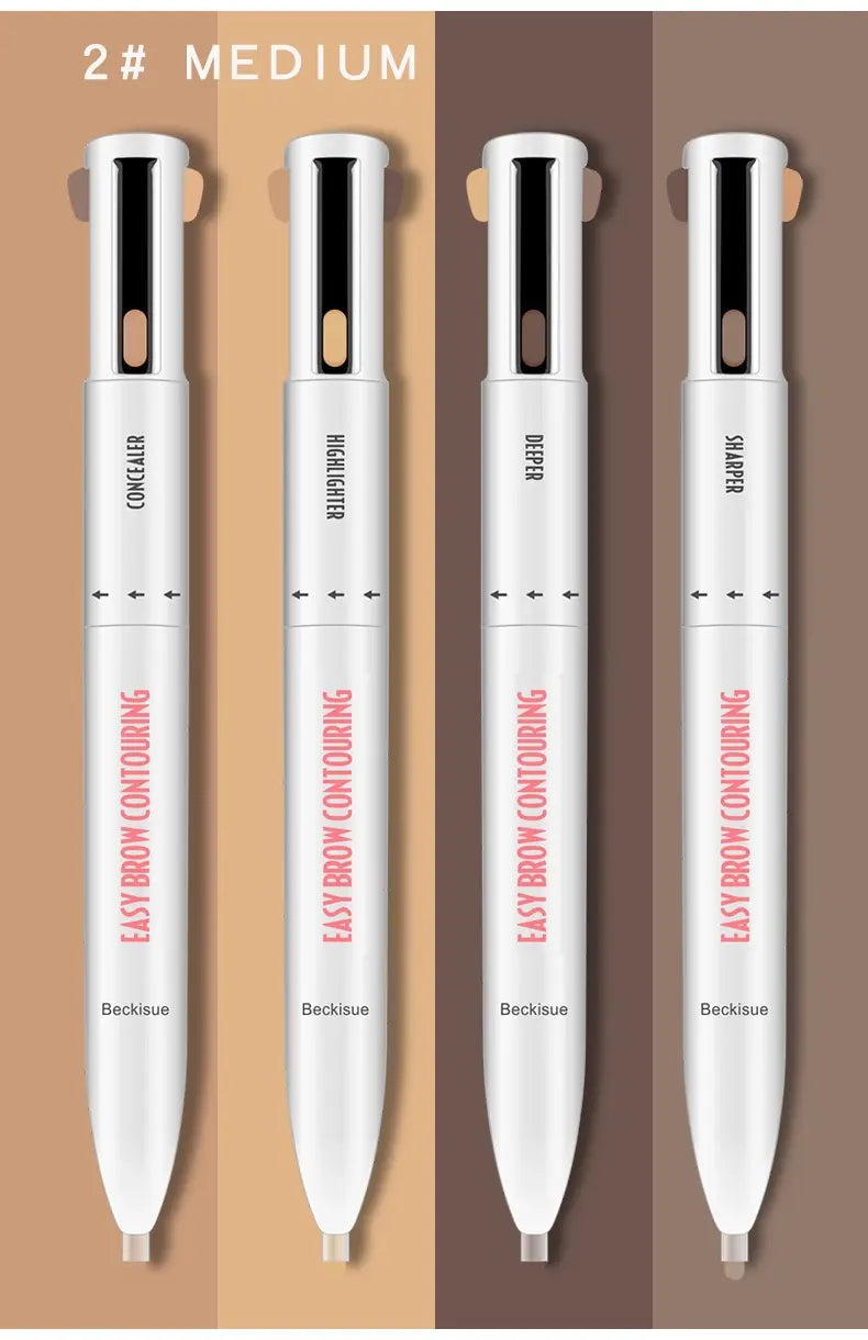 4 in 1 Thin Dark Brown Eyebrow Pencil Wholesale Creamy Vegan Eyebrow Highlighter Pencil Waterproof Eyebrow Chin