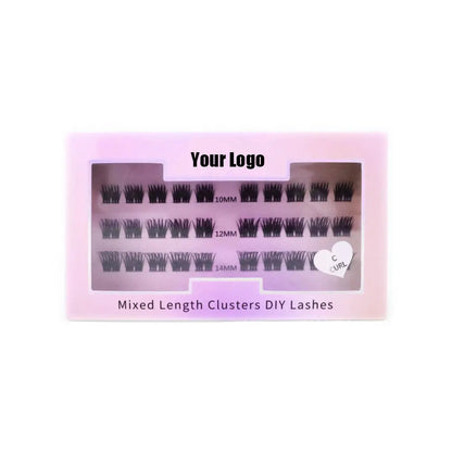 DIY Pre-cut Segmented Eyelashes Cluster DIY 8mm-16mm C D Curl Super Thin Band Colorful Packaging Boxes Eyelashes Extension