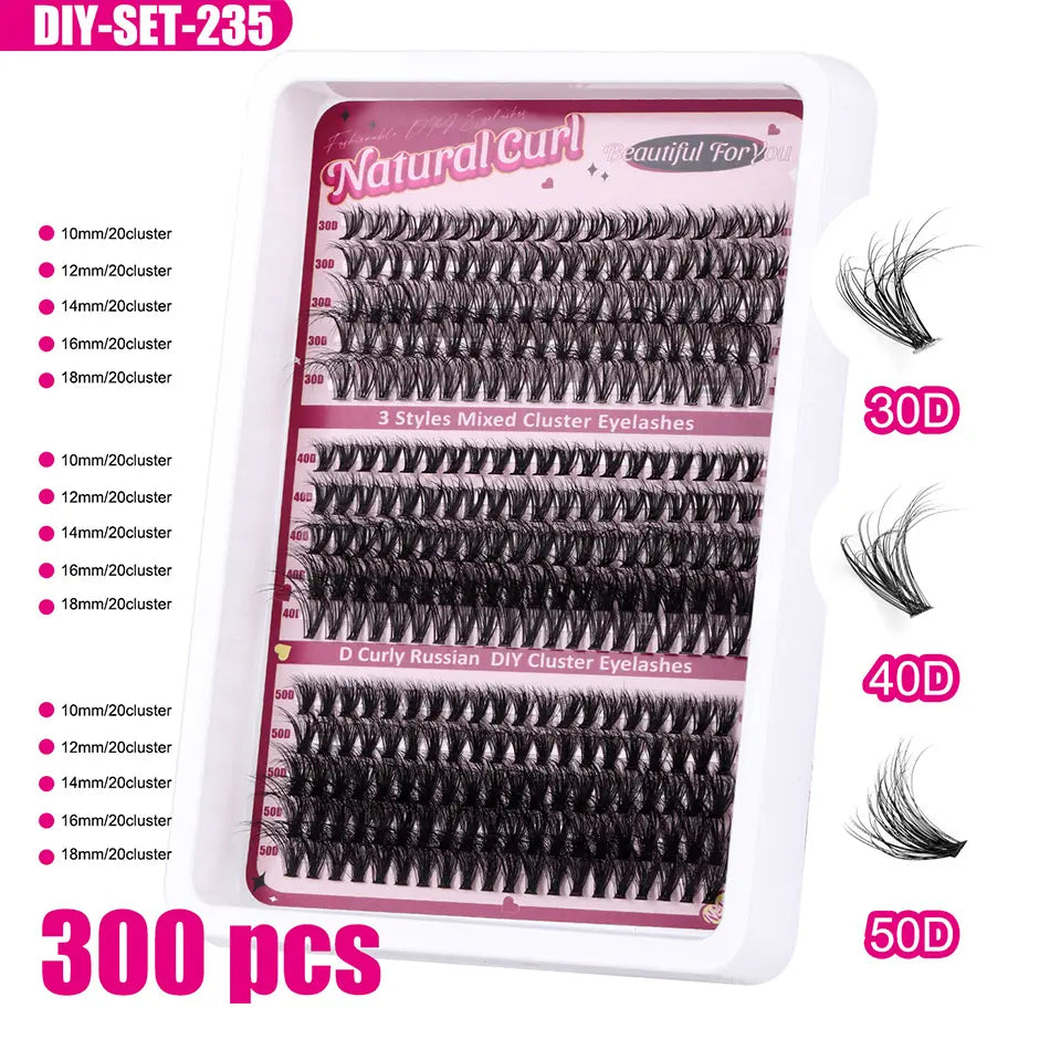 100D Super Thick and Soft Fluffy Lash Clusters Tray 12-20mm Cluster Lashes Kit Bulk Fluffy