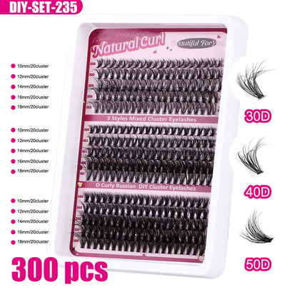 100D Super Thick and Soft Fluffy Lash Clusters Tray 12-20mm Cluster Lashes Kit Bulk Fluffy